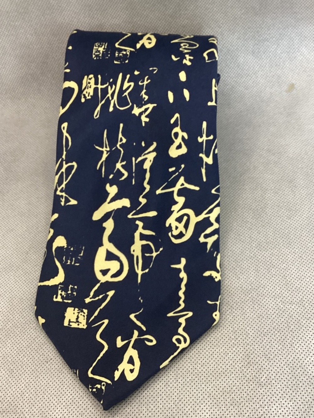 Kai Long 100% Silk Tie Blue Abstract Made in Hong Kong (Kailong Style Vintage)
